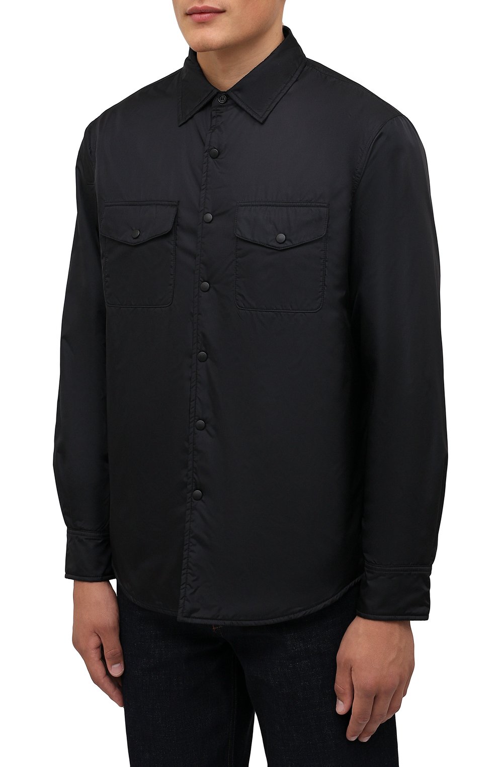 Мужская утепленная куртка-рубашка ASPESI черного цвета, арт. W1 I I029 7961 | Фото 3 (Кросс-КТ: Куртка; Рукава: Длинные; Материал внешний: Синтетический материал; Мужское Кросс-КТ: утепленные куртки; Материал подклада: Синтетический материал; Длина (верхняя одежда): Короткие; Стили: Кэжуэл)