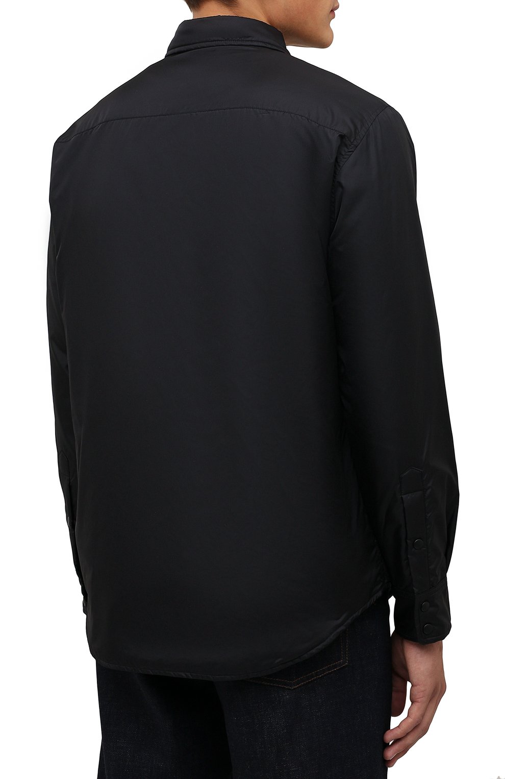 Мужская утепленная куртка-рубашка ASPESI черного цвета, арт. W1 I I029 7961 | Фото 4 (Кросс-КТ: Куртка; Рукава: Длинные; Материал внешний: Синтетический материал; Мужское Кросс-КТ: утепленные куртки; Материал подклада: Синтетический материал; Длина (верхняя одежда): Короткие; Стили: Кэжуэл)