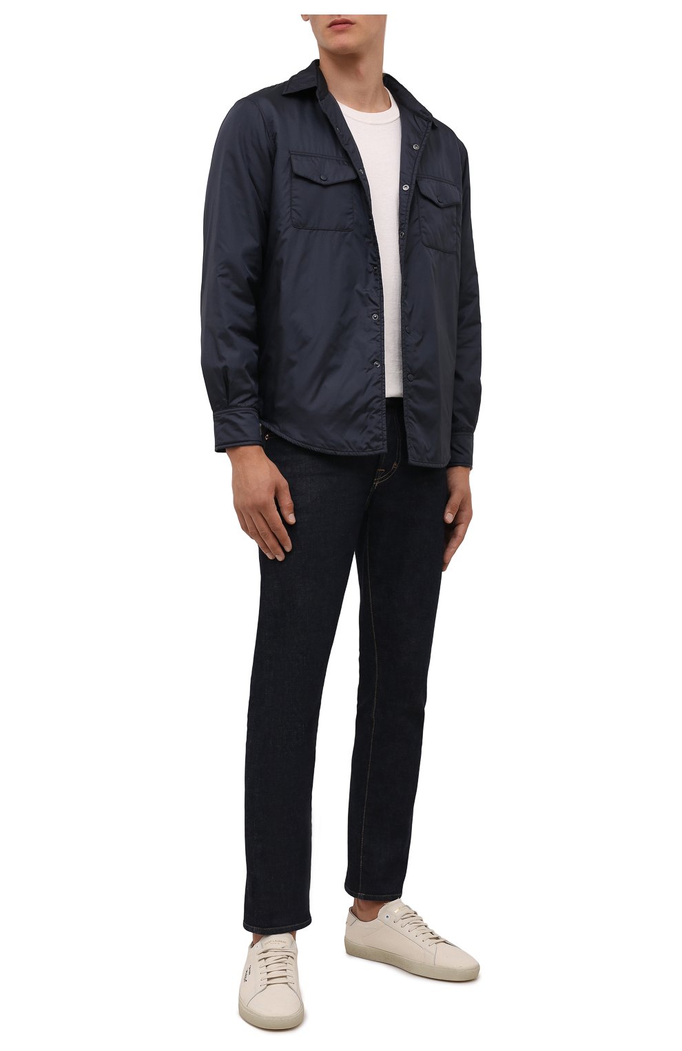 Мужская утепленная куртка-рубашка ASPESI темно-синего цвета, арт. W1 I I029 7961 | Фото 2 (Кросс-КТ: Куртка; Рукава: Длинные; Материал внешний: Синтетический материал; Мужское Кросс-КТ: утепленные куртки; Материал подклада: Синтетический материал; Длина (верхняя одежда): Короткие; Стили: Кэжуэл)