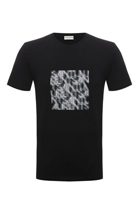 Мужская хлопковая футболка SAINT LAURENT черного цвета, арт. 665271/Y36HP | Фото 1 (Рукава: Короткие; Длина (для топов): Стандартные; Материал внешний: Хлопок; Принт: С принтом; Стили: Кэжуэл)