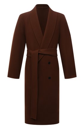 Мужской пальто из шерсти и кашемира THE ROW коричневого цвета, арт. 274W1911 | Фото 1 (Рукава: Длинные; Длина (верхняя одежда): Длинные; Материал внешний: Шерсть; Мужское Кросс-КТ: пальто-верхняя одежда; Стили: Минимализм)