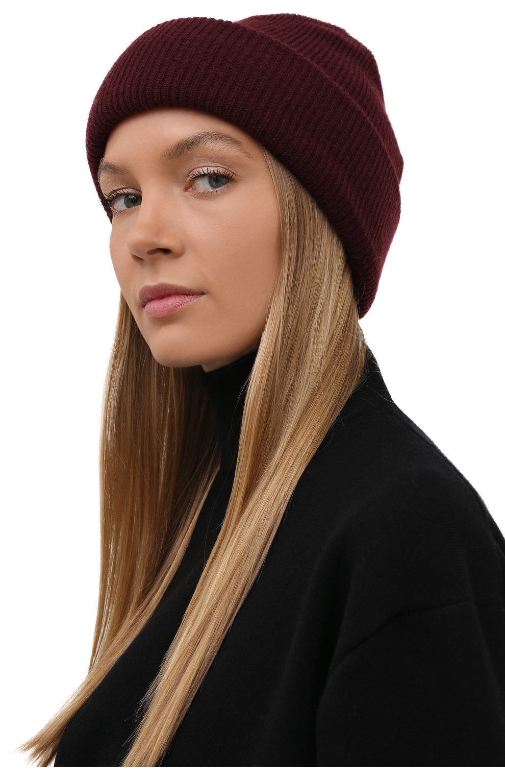 Женская шапка из шерсти и кашемира INVERNI бордового цвета, арт. 5364 CM | Фото 2 (Мате�риал: Текстиль, Кашемир, Шерсть)