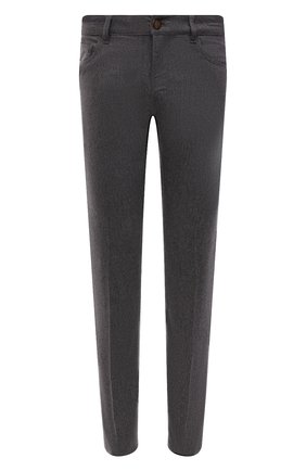 Мужские шерстяные брюки PT TORINO темно-серого цвета, арт. 212-C5 PS05Z00GTL/CM14 | Фото 1 (Длина (брюки, джинсы): Стандартные; Материал внешний: Шерсть; Случай: Повседневный; Стили: Кэжуэл)
