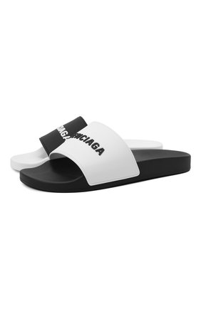 Мужские шлепанцы pool BALENCIAGA черно-белого цвета по цене 28600 руб., арт. 565826/W1S88 | Фото 1 Мужские шлепанцы pool BALENCIAGA черно-белого цвета, арт. 565826/W1S88 | Фото 1 (Материал внешний: Экокожа; Материал внутренний: Текстиль)