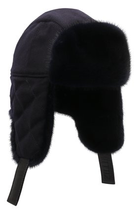 Мужская кашемировая шапка с меховой отделкой ZILLI темно-синего цвета, арт. MHQ-0RS0M-30337/1002 | Фото 1 (Материал: Кашемир, Шерсть, Текстиль)