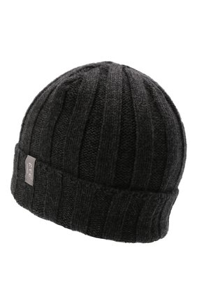 Мужская кашемировая шапка FTC темно-серого цвета, арт. 008-0252 | Фото 2 (Материал: Кашемир, Шерсть, Текстиль; Кросс-КТ: Трикотаж)