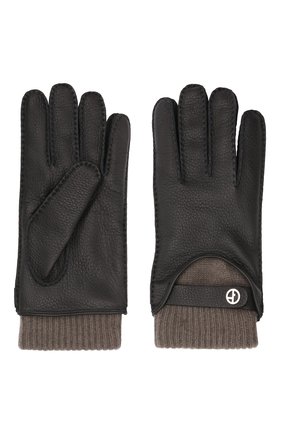 Мужские кожаные перчатки GIORGIO ARMANI черного цвета по цене 53950 руб., арт. 744130/1A208 | Фото 2 Мужские кожаные перчатки GIORGIO ARMANI черного цвета, арт. 744130/1A208 | Фото 2 (Мужское Кросс-КТ: Кожа и замша)