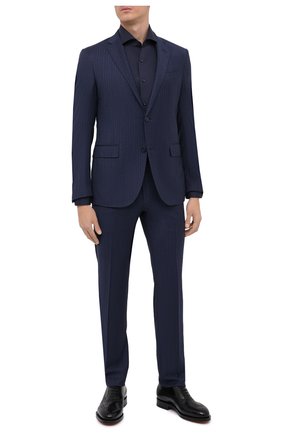 Мужской шерстяной костюм CORNELIANI синего цвета по цене 154500 руб., арт. 887230-1817289/92 Q1 | Фото 1 Мужской шерстяной костюм CORNELIANI синего цвета, арт. 887230-1817289/92 Q1 | Фото 1 (Материал подклада: Купро; Материал внешний: Шерсть; Костюмы М: Однобортный; Стили: Классический; Рукава: Длинные)