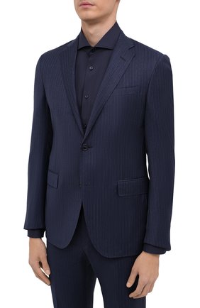 Мужской шерстяной костюм CORNELIANI синего цвета по цене 154500 руб., арт. 887230-1817289/92 Q1 | Фото 2 Мужской шерстяной костюм CORNELIANI синего цвета, арт. 887230-1817289/92 Q1 | Фото 2 (Материал подклада: Купро; Материал внешний: Шерсть; Костюмы М: Однобортный; Стили: Классический; Рукава: Длинные)