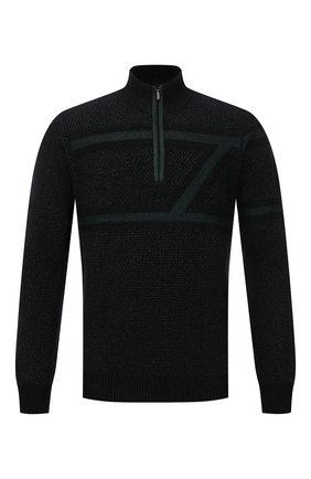 Мужской свитер из шерсти и шелка ZILLI SPORT темно-зеленого цвета по цене 109000 руб., арт. MBW-CZ506-PIZS1/ML01 | Фото 1 Мужской свитер из шерсти и шелка ZILLI SPORT темно-зеленого цвета, арт. MBW-CZ506-PIZS1/ML01 | Фото 1 (Материал внешний: Шерсть; Мужское Кросс-КТ: Свитер-одежда; Принт: Без принта; Стили: Кэжуэл; Рукава: Длинные; Длина (для топов): Стандартные)