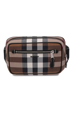 Мужская поясная сумка BURBERRY коричневого цвета, арт. 8042038 | Фото 1 (Материал: Текстиль; Размер: small; Случай: Повседневный)