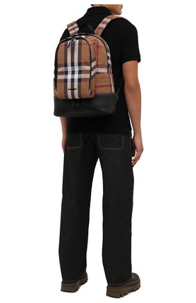 Мужской текстильный рюкзак BURBERRY коричневого цвета, арт. 8041672 | Фото 2 (Материал: Текстиль; Размер: large; Стили: Кэжуэл)