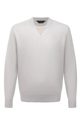 Мужской джемпер из кашемира и шерсти ZEGNA COUTURE светло-серого цвета по цене 142000 руб., арт. CYK63/IB5 | Фото 1 Мужской джемпер из кашемира и шерсти ZEGNA COUTURE светло-серого цвета, арт. CYK63/IB5 | Фото 1 (Материал внешний: Шерсть, Кашемир; Рукава: Длинные; Длина (для топов): Стандартные; Мужское Кросс-КТ: Джемперы; Вырез: Круглый; Принт: Без принта; Стили: Кэжуэл)