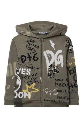Детский хлопковая толстовка DOLCE & GABBANA хаки цвета по цене 19200 руб., арт. L1JWBR/G7BJ5 | Фото 1 Детский хлопковая толстовка DOLCE & GABBANA хаки цвета, арт. L1JWBR/G7BJ5 | Фото 1 (Рукава: Длинные; Материал внешний: Хлопок)
