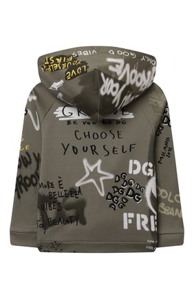 Детский хлопковая толстовка DOLCE & GABBANA хаки цвета по цене 19200 руб., арт. L1JWBR/G7BJ5 | Фото 2 Детский хлопковая толстовка DOLCE & GABBANA хаки цвета, арт. L1JWBR/G7BJ5 | Фото 2 (Рукава: Длинные; Материал внешний: Хлопок)