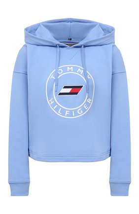 Женский хлопковое худи TOMMY HILFIGER голубого цвета по цене 12990 руб., арт. S10S101031 | Фото 1 Женский хлопковое худи TOMMY HILFIGER голубого цвета, арт. S10S101031 | Фото 1 (Длина (для топов): Стандартные; Материал внешний: Хлопок; Рукава: Длинные; Стили: Спорт-шик; Женское Кросс-КТ: Худи-одежда, Худи-спорт)