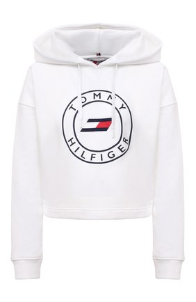 Женский хлопковое худи TOMMY HILFIGER белого цвета по цене 12990 руб., арт. S10S101031 | Фото 1 Женский хлопковое худи TOMMY HILFIGER белого цвета, арт. S10S101031 | Фото 1 (Материал внешний: Хлопок; Длина (для топов): Стандартные; Рукава: Длинные; Стили: Спорт-шик; Женское Кросс-КТ: Худи-одежда, Худи-спорт)