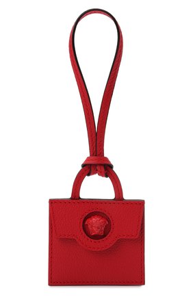 Женский брелок для ключей VERSACE красного цвета, арт. 1001117/1A00740 | Фото 1 (Материал: Натуральная кожа)