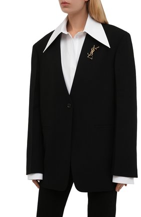 Женская брошь SAINT LAURENT золотого цвета по цене 36150 руб., арт. 670466/Y1500 | Фото 2 Женская брошь SAINT LAURENT золотого цвета, арт. 670466/Y1500 | Фото 2 (Материал: Металл)
