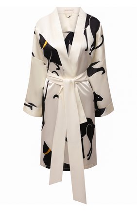 Женский шелковый халат OLIVIA VON HALLE черно-белого цвета по цене 46450 руб., арт. AW2143 | Фото 1 Женский шелковый халат OLIVIA VON HALLE черно-белого цвета, арт. AW2143 | Фото 1 (Материал внешний: Шелк; Длина Ж (юбки, платья, шорты): Мини; Рукава: Длинные)