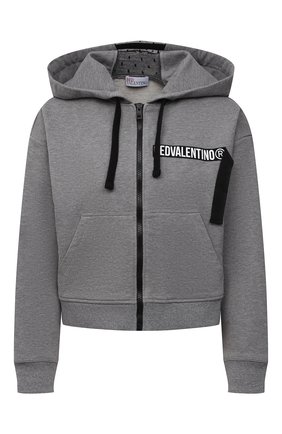 Женский хлопковая толстовка REDVALENTINO серого цвета по цене 38800 руб., арт. WR0MF08E/68H | Фото 1 Женский хлопковая толстовка REDVALENTINO серого цвета, арт. WR0MF08E/68H | Фото 1 (Длина (для топов): Укороченные; Рукава: Длинные; Материал внешний: Хлопок; Стили: Спорт-шик; Женское Кросс-КТ: Толстовка-одежда, Толстовка-спорт)