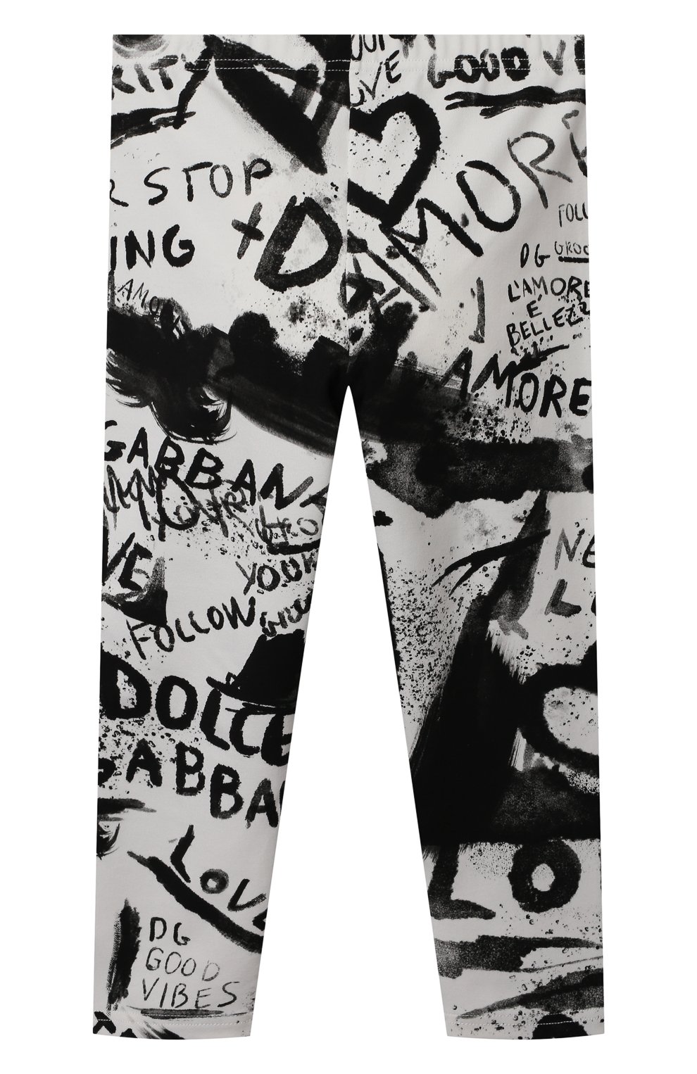 Детские хлопковые брюки DOLCE & GABBANA черно-белого цвета, арт. L2JP5B/FSGXX | Фото 2 (Материал внешний: Хлопок)
