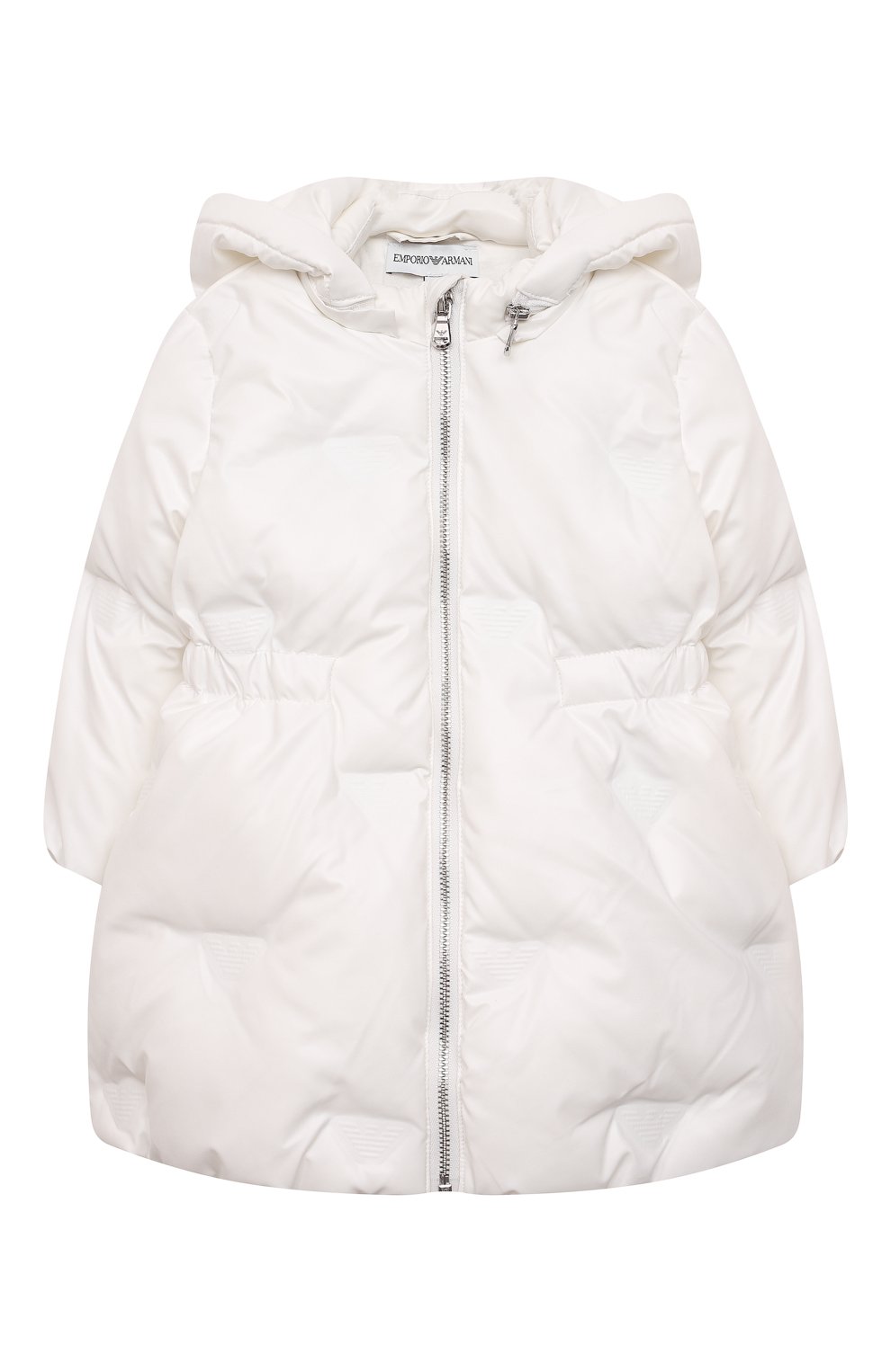 Детского утепленная куртка EMPORIO ARMANI белого цвета, арт. 6KEL09/1NYWZ | Фото 1 (Рукава: Длинные; Материал внешний: Синтетический материал; Кросс-КТ НВ: Куртки; Материал подклада: Хлопок)