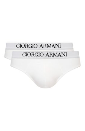 Мужские комплект из двух брифов GIORGIO ARMANI белого цвета по цене 10800 руб., арт. 100109/CC813 | Фото 1 Мужские комплект из двух брифов GIORGIO ARMANI белого цвета, арт. 100109/CC813 | Фото 1 (Материал внешний: Хлопок, Лиоцелл, Растительное волокно; Мужское Кросс-КТ: Трусы; Кросс-КТ: бельё)