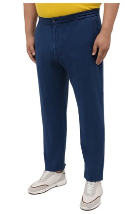 Мужские брюки из хлопка кашемира MARCO PESCAROLO синего цвета, арт. CHIAIAM/ZIP+SFILA/4407 | Фото 3 (Big sizes: Big Sizes; Длина (брюки, джинсы): Стандартные; Случай: Повседневный; Материал внешний: Хлопок; Стили: Кэжуэл)