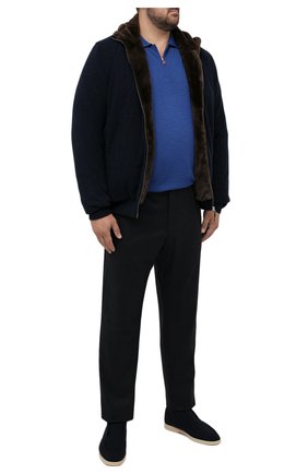 Мужские шерстяные брюки MARCO PESCAROLO темно-синего цвета, арт. CHIAIAM/ZIP+RIS/4422 | Фото 2 (Материал внешний: Шерсть; Длина (брюки, джинсы): Стандартные; Случай: Повседневный; Стили: Кэжуэл; Big sizes: Big Sizes)