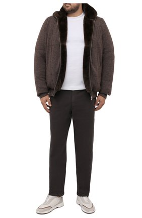 Мужской кашемировый бомбер с меховой подкладкой SVEVO коричневого цвета, арт. 01039XSA21/MP01/2 | Фото 2 (Материал внешний: Кашемир, Шерсть; Рукава: Длинные; Длина (верхняя одежда): Короткие; Кросс-КТ: Куртка; Мужское Кросс-КТ: утепленные куртки, шерсть и кашемир; Принт: Без принта; Стили: Кэжуэл; Big sizes: Big Sizes)