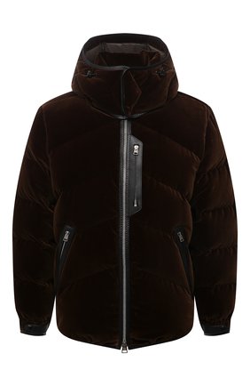 Мужская пуховая куртка TOM FORD темно-коричневого цвета, арт. BY034/TF0509 | Фото 1 (Материал внешний: Хлопок; Рукава: Длинные; Длина (верхняя одежда): Короткие; Материал утеплителя: Пух и перо; Материал подклада: Синтетический материал; Кросс-КТ: Куртка; Мужское Кросс-КТ: пуховик-короткий; Стили: Кэжуэл)
