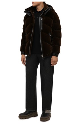 Мужская пуховая куртка TOM FORD темно-коричневого цвета, арт. BY034/TF0509 | Фото 2 (Материал внешний: Хлопок; Рукава: Длинные; Длина (верхняя одежда): Короткие; Материал утеплителя: Пух и перо; Материал подклада: Синтетический материал; Кросс-КТ: Куртка; Мужское Кросс-КТ: пуховик-короткий; Стили: Кэжуэл)