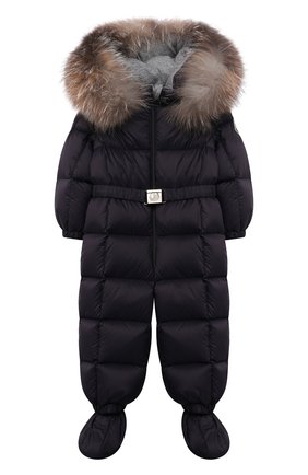 Детского пуховый комбинезон с мехом MONCLER темно-синего цвета по цене 61500 руб., арт. G2-951-1G506-02-53079/9-12M | Фото 1 Детского пуховый комбинезон с мехом MONCLER темно-синего цвета, арт. G2-951-1G506-02-53079/9-12M | Фото 1 (Рукава: Длинные; Материал утеплителя: Пух и перо; Материал подклада: Хлопок; Материал внешний: Синтетический материал; Ростовка одежда: 3 мес | 62 см, 6 мес | 68 см, 9 мес | 74 см)