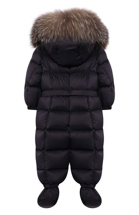 Детского пуховый комбинезон с мехом MONCLER темно-синего цвета по цене 61500 руб., арт. G2-951-1G506-02-53079/9-12M | Фото 2 Детского пуховый комбинезон с мехом MONCLER темно-синего цвета, арт. G2-951-1G506-02-53079/9-12M | Фото 2 (Рукава: Длинные; Материал утеплителя: Пух и перо; Материал подклада: Хлопок; Материал внешний: Синтетический материал; Ростовка одежда: 3 мес | 62 см, 6 мес | 68 см, 9 мес | 74 см)