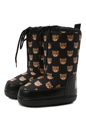 Детские утепленные сапоги MOSCHINO черного цвета по цене 16550 руб., арт. 68937/PIUM.ID/SINT.NAPPA/28-35 | Фото 1 Детские утепленные сапоги MOSCHINO черного цвета, арт. 68937/PIUM.ID/SINT.NAPPA/28-35 | Фото 1 (Материал внутренний: Текстиль; Материал внешний: Текстиль)