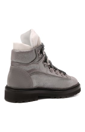 Детские кожаные ботинки BRUNELLO CUCINELLI серебряного цвета, арт. BZMILZG026 | Фото 3 (Материал внешний: Кожа; Материал внутренний: Натуральная кожа)