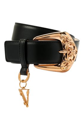 Женский кожаный ремень VERSACE черного цвета по цене 39200 руб., арт. 1001424/1A01056 | Фото 1 Женский кожаный ремень VERSACE черного цвета, арт. 1001424/1A01056 | Фото 1