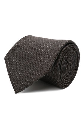 Мужской шелковый галстук BOSS коричневого цвета, арт. 50461349 | Фото 1 (Материал: Шелк, Текстиль; Принт: С принтом)