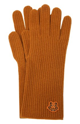 Мужские шерстяные перчатки KENZO светло-коричневого цвета, арт. FB68GM131KFB | Фото 1 (Материал: Шерсть, Текстиль; Кросс-КТ: Трикотаж)