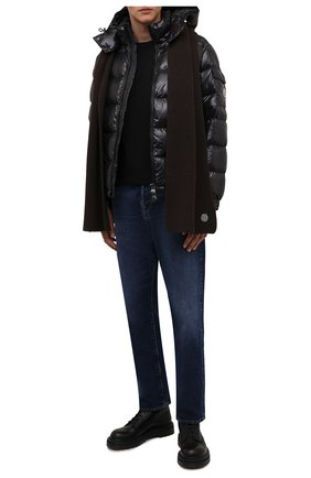 Мужской шерстяной шарф STONE ISLAND темно-коричневого цвета по цене 15850 руб., арт. 7515N15B5 | Фото 2 Мужской шерстяной шарф STONE ISLAND темно-коричневого цвета, арт. 7515N15B5 | Фото 2 (Материал: Шерсть; Кросс-КТ: шерсть)