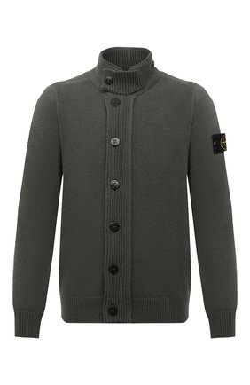 Мужской шерстяной кардиган STONE ISLAND хаки цвета по цене 34850 руб., арт. 7515547A3 | Фото 1 Мужской шерстяной кардиган STONE ISLAND хаки цвета, арт. 7515547A3 | Фото 1 (Материал внешний: Шерсть; Мужское Кросс-КТ: Кардиган-одежда; Стили: Кэжуэл; Рукава: Длинные; Длина (для топов): Стандартные)