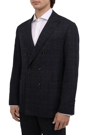Мужской костюм из шерсти и шелка BRUNELLO CUCINELLI темно-синего цвета по цене 433000 руб., арт. MQ431LDBH | Фото 2 Мужской костюм из шерсти и шелка BRUNELLO CUCINELLI темно-синего цвета, арт. MQ431LDBH | Фото 2 (Материал подклада: Купро; Материал внешний: Шерсть; Рукава: Длинные; Костюмы М: Двубортный; Стили: Классический)