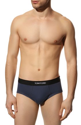 Мужские хлопковые брифы TOM FORD темно-синего цвета по цене 4960 руб., арт. T4LC11040 | Фото 2 Мужские хлопковые брифы TOM FORD темно-синего цвета, арт. T4LC11040 | Фото 2 (Материал внешний: Хлопок; Кросс-КТ: бельё; Мужское Кросс-КТ: Трусы)