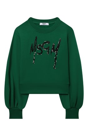 Детский хлопковый свитшот MSGM KIDS зеленого цвета по цене 13950 руб., арт. MS027793 | Фото 1 Детский хлопковый свитшот MSGM KIDS зеленого цвета, арт. MS027793 | Фото 1 (Рукава: Длинные; Материал внешний: Хлопок; Девочки Кросс-КТ: Толстовка-одежда; Ростовка одежда: 10 - 11 лет | 140 - 146см, 12 лет | 152 см, 13 - 15 лет | 158 см, 8 лет | 128 см)