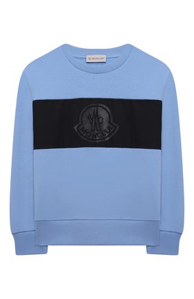 Детский хлопковый свитшот MONCLER голубого цвета по цене 19100 руб., арт. G2-954-8G789-20-809B3/4-6A | Фото 1 Детский хлопковый свитшот MONCLER голубого цвета, арт. G2-954-8G789-20-809B3/4-6A | Фото 1 (Рукава: Длинные; Материал внешний: Хлопок; Мальчики Кросс-КТ: Толстовка-одежда; Ростовка одежда: 4 года | 104 см, 5 лет | 110 см, 6 лет | 116 см)
