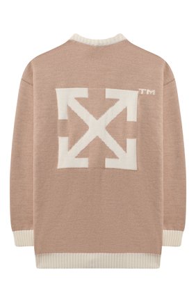 Детский шерстяной кардиган OFF-WHITE бежевого цвета по цене 37200 руб., арт. 0GHB002F21KNI001 | Фото 2 Детский шерстяной кардиган OFF-WHITE бежевого цвета, арт. 0GHB002F21KNI001 | Фото 2 (Материал внешний: Шерсть; Рукава: Длинные; Девочки Кросс-КТ: Кардиган-одежда; Ростовка одежда: 10 - 11 лет | 140 - 146см, 4 года | 104 см, 6 лет | 116 см, 8 лет | 128 см)