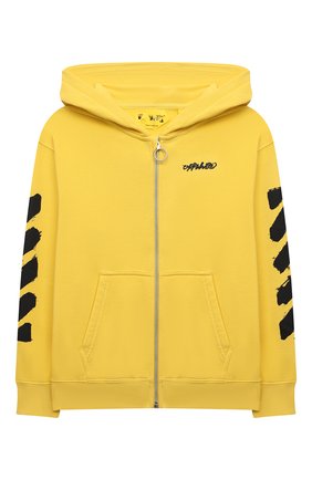 Детский хлопковая толстовка OFF-WHITE желтого цвета по цене 28500 руб., арт. 0GBE001F21FLE003 | Фото 1 Детский хлопковая толстовка OFF-WHITE желтого цвета, арт. 0GBE001F21FLE003 | Фото 1 (Рукава: Длинные; Материал внешний: Хлопок; Девочки Кросс-КТ: Толстовка-одежда; Ростовка одежда: 10 - 11 лет | 140 - 146см, 4 года | 104 см, 6 лет | 116 см, 8 лет | 128 см)