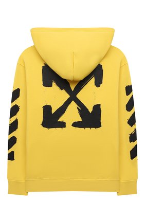 Детский хлопковая толстовка OFF-WHITE желтого цвета по цене 28500 руб., арт. 0GBE001F21FLE003 | Фото 2 Детский хлопковая толстовка OFF-WHITE желтого цвета, арт. 0GBE001F21FLE003 | Фото 2 (Рукава: Длинные; Материал внешний: Хлопок; Девочки Кросс-КТ: Толстовка-одежда; Ростовка одежда: 10 - 11 лет | 140 - 146см, 4 года | 104 см, 6 лет | 116 см, 8 лет | 128 см)
