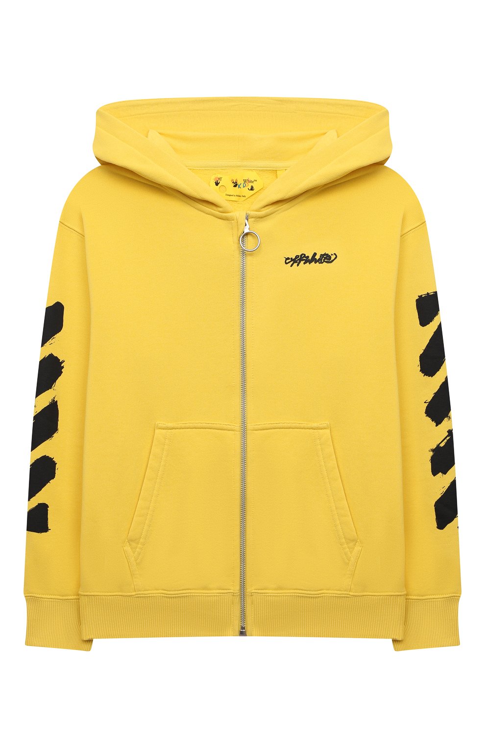 Мужского хлопковая толстовка OFF-WHITE желтого цвета, арт. 0GBE001F21FLE003 | Фото 1 (Девочки Кросс-КТ: Толстовка-одежда; Ростовка одежда: 10 - 11 лет | 140 - 146см, 4 года | 104 см, 6 лет | 116 см, 8 лет | 128 см)